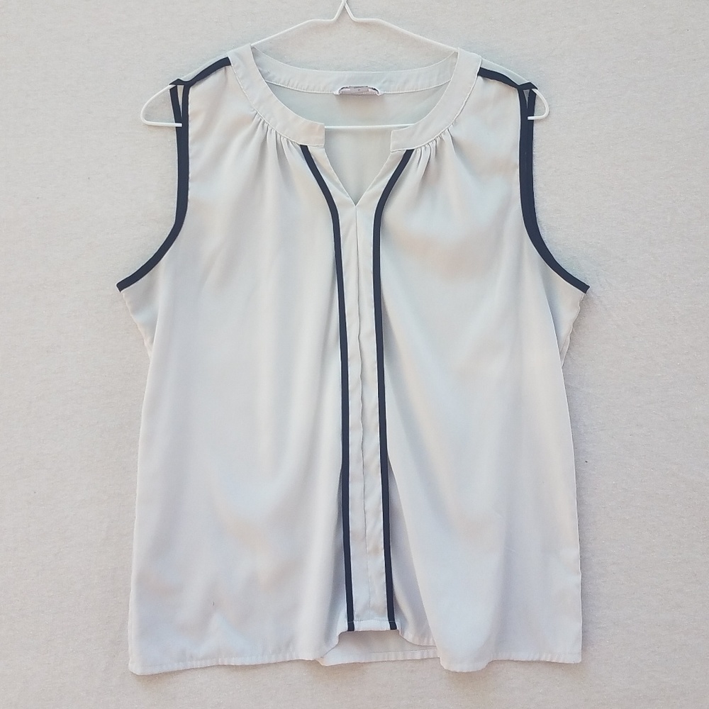 Calvin Klein White Tank with Black Piping
